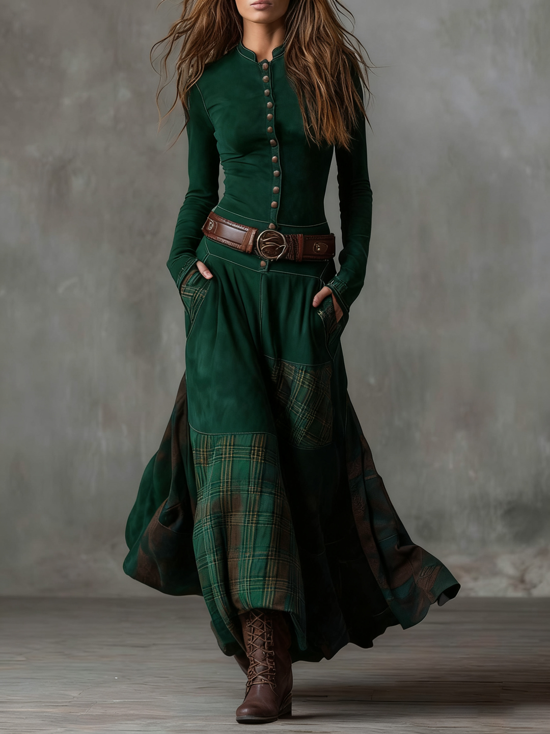 Paola abito maxi verde