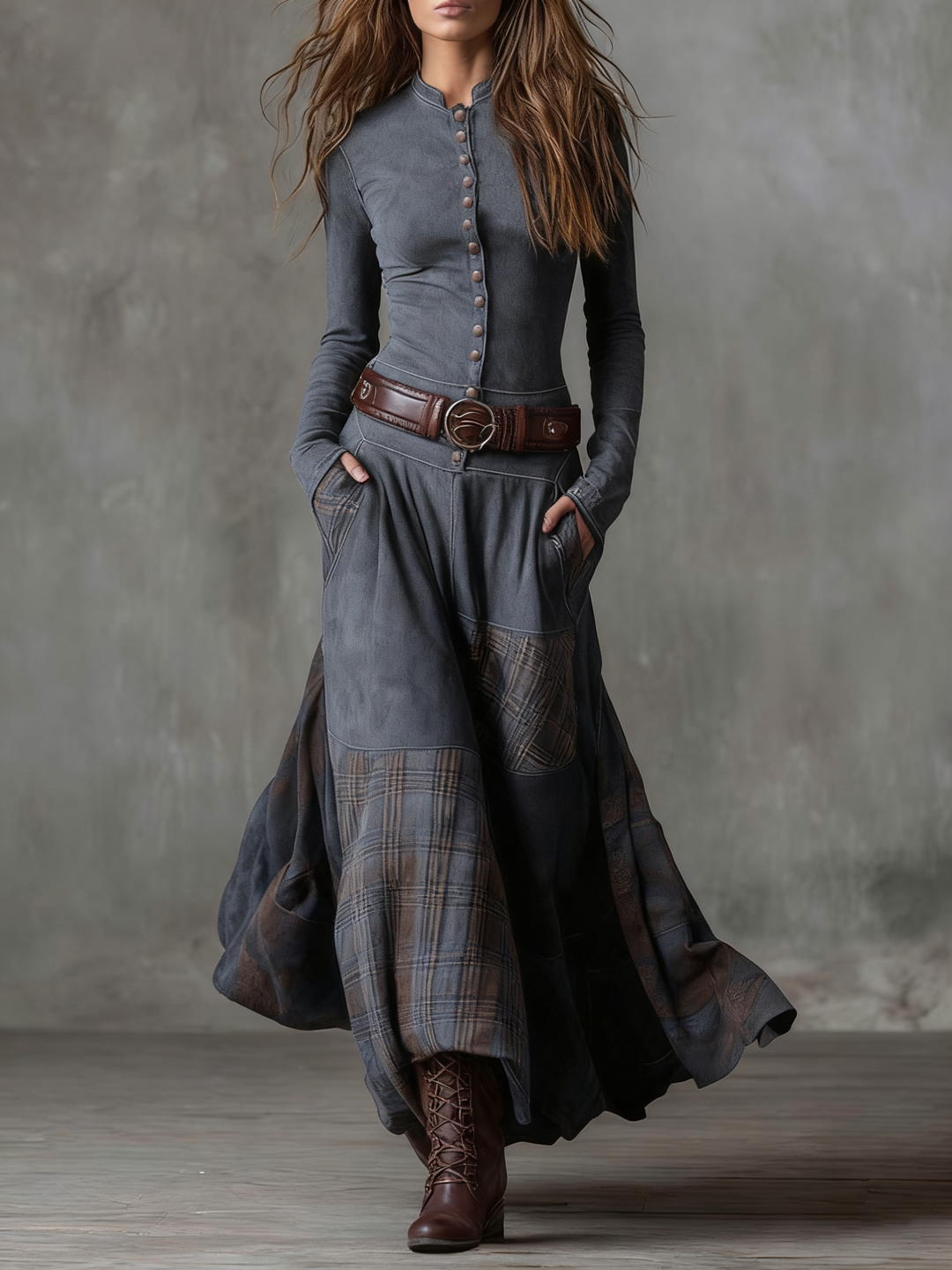 Paola abito maxi grigio