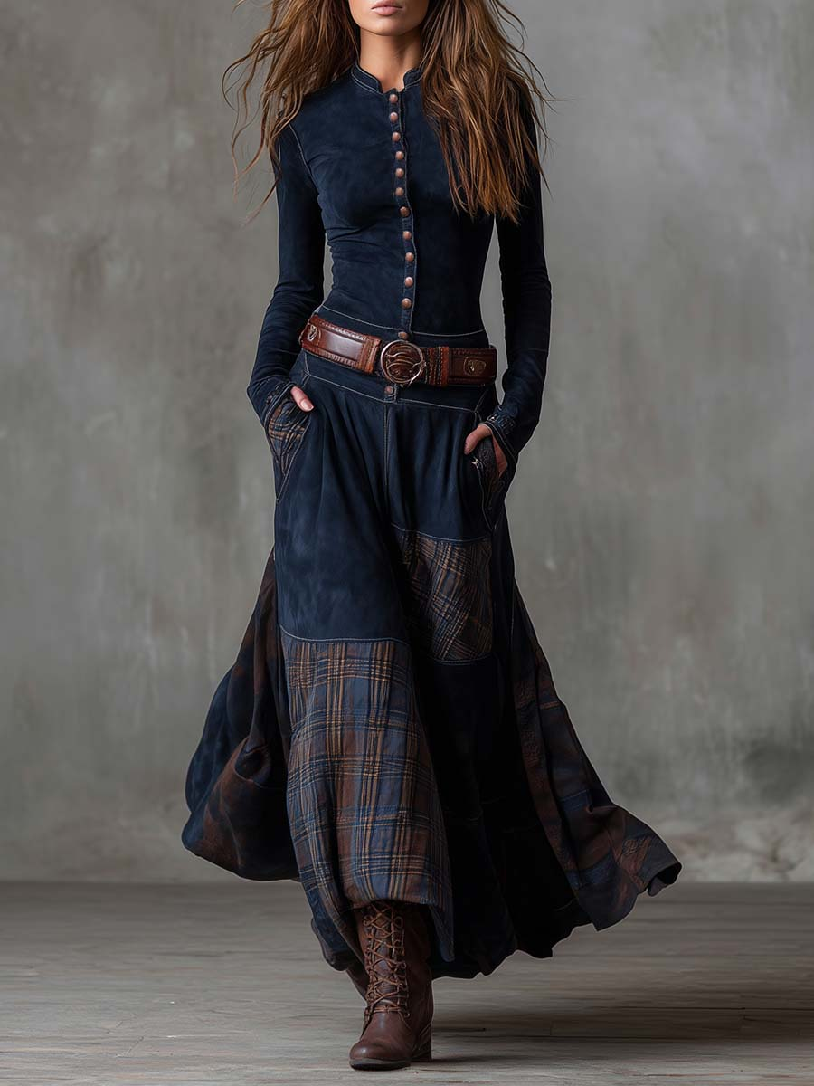 Paola abito maxi blu navy