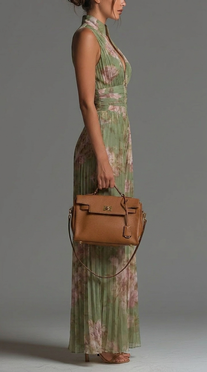 Viola | Tuta in chiffon floreale plissé dal fascino romantico e mediterraneo