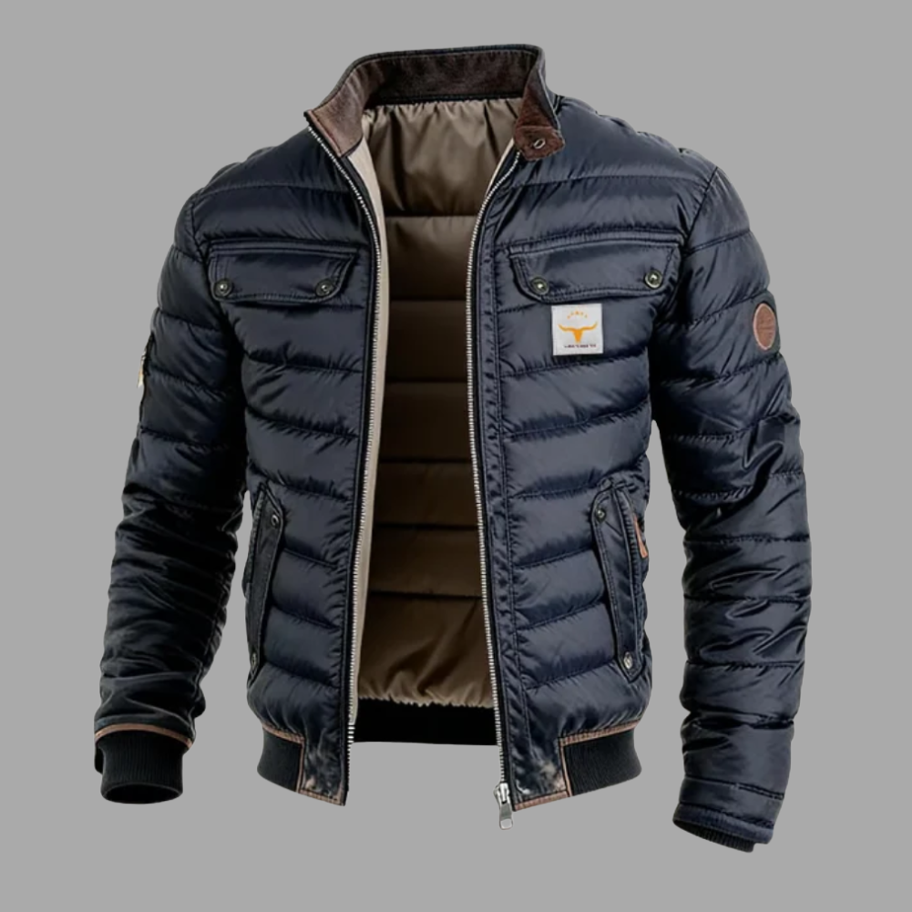Giacca vintage Ruggero blu navy, vista frontale